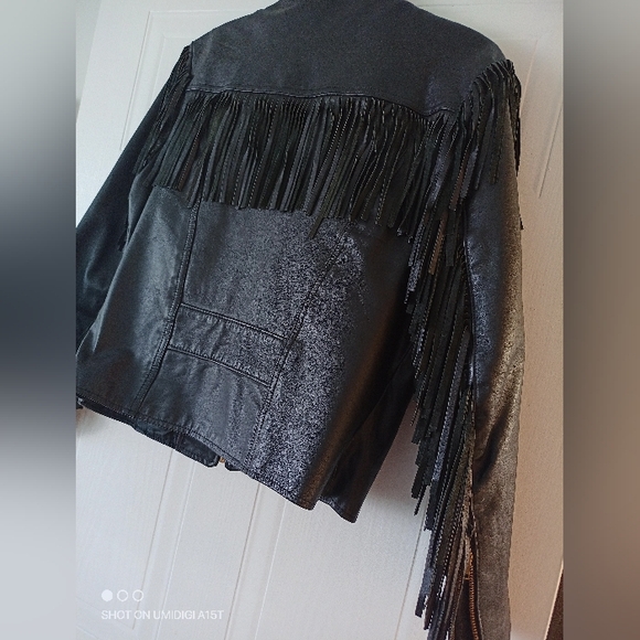 Leather biker style vintage jacket - Picture 4 of 7